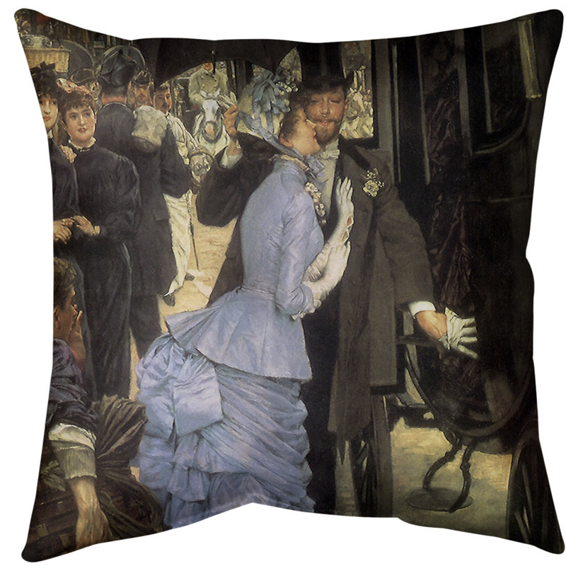 James Tissot Leather/Suede Reversible Throw Pillow, 20" x 20", UV Protected