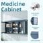 Armoire à pharmacie murale 55 po 2 en 1 avec 2 portes en miroir HD, charnières à fermeture douce et tablette intérieure réglable, bleu-1821320741