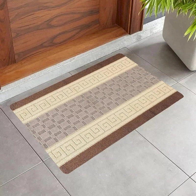 Non-Slip Brown-Beige Indoor Area Rug – Washable Large & Small Door Mat, Hallway, Bedroom & Kitchen Floor Mat