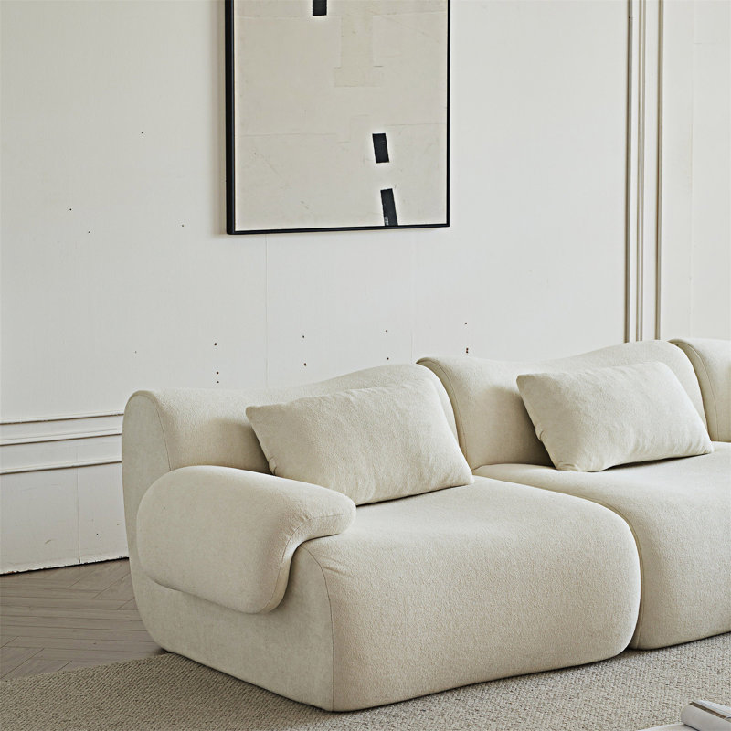 Canapé rembourré à compression, Beige, 2, H 26,84 po x l 78,02 po x P 39,44 po