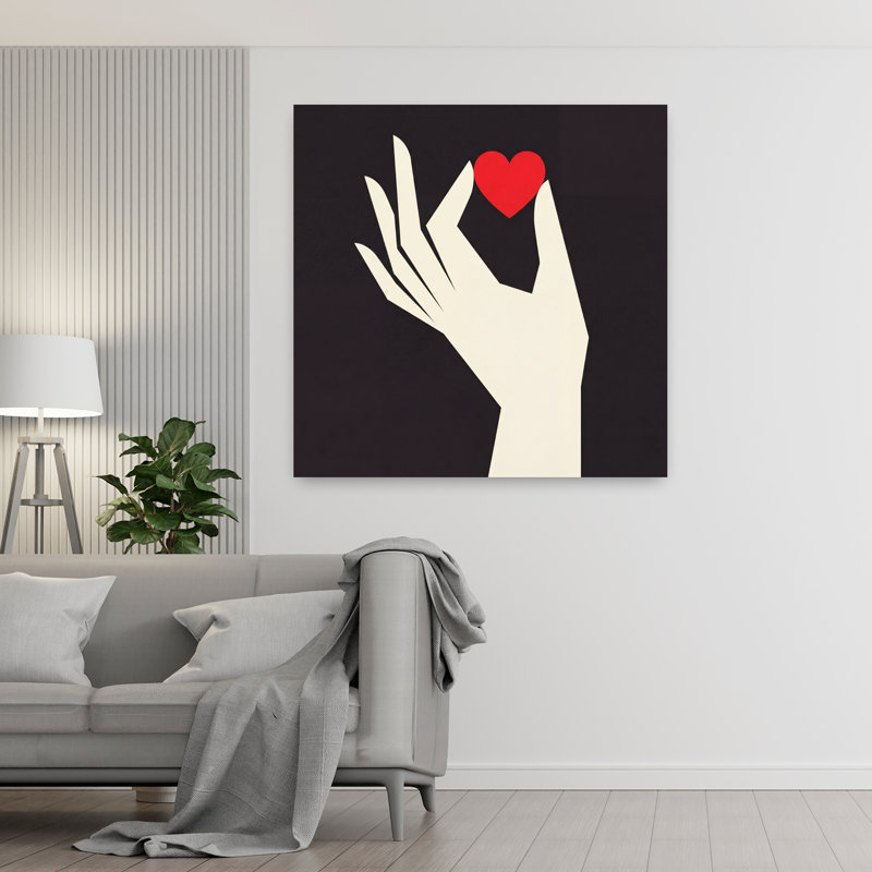 «Tenir mon cœur», art mural contemporain abstrait, H 48 po x l 48 po