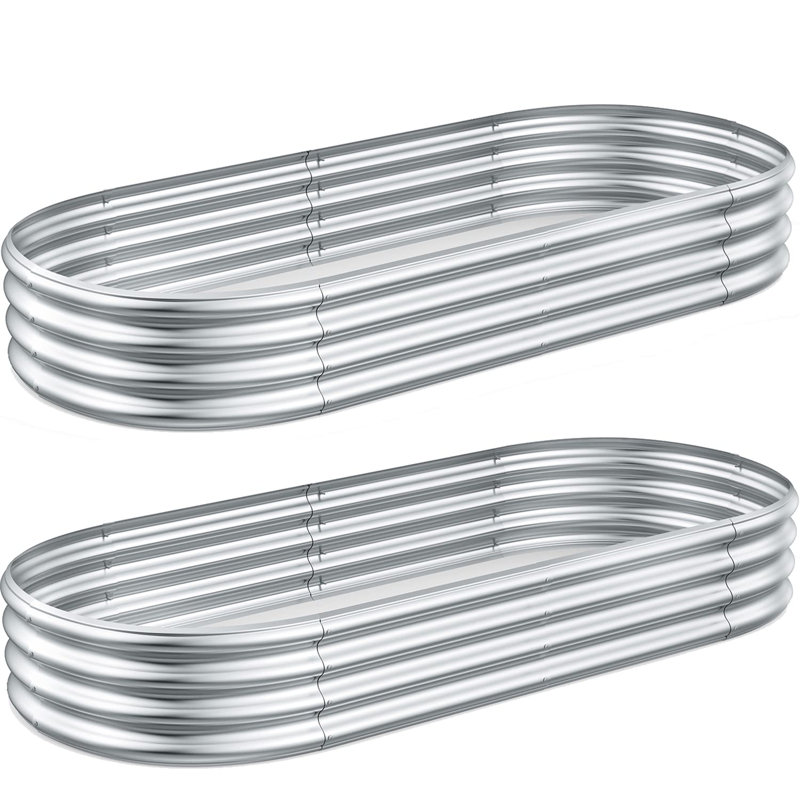 2 Pcs 36x12in Galvanized Steel Raised Garden Bed, 12" H x 36" W x 72" D