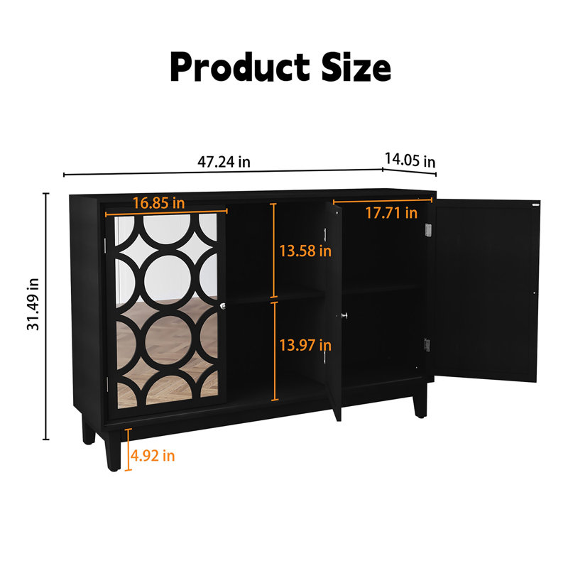 Buffet 3 portes miroir