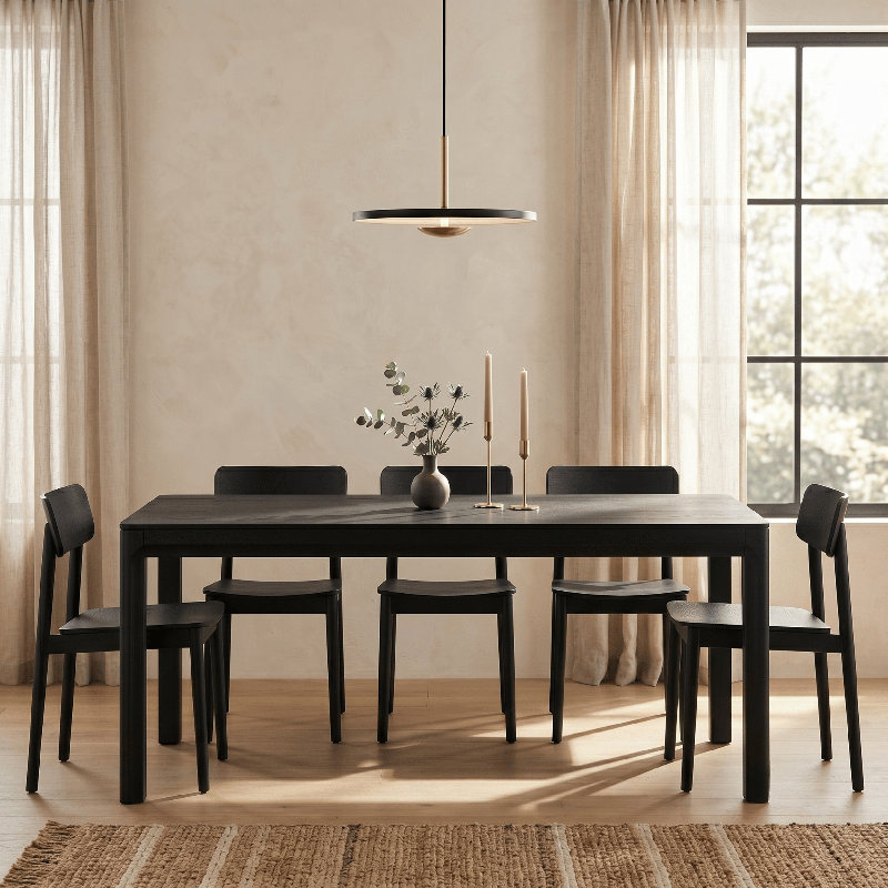 NTC Flow 71 Inch Modern Design, Rectangular Dinner Table for Dining Room, Living Room Furniture, Effortless Assembly, Burnt Black
