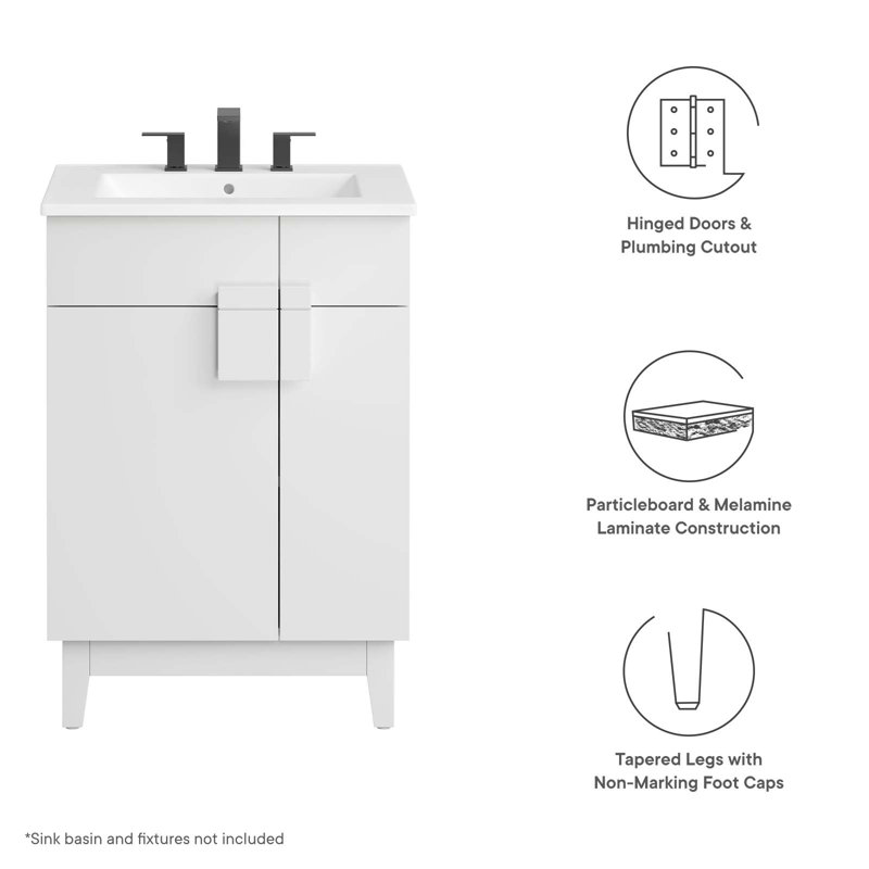 Miles White 24" Particleboard Bathroom Vanity Cabinet