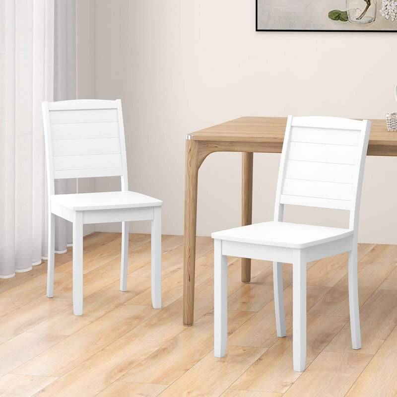 Lark Manor™ Armless Wood Dining Chair Set Of 2 With Rubber Wood Legs Curved Backrest Kitchen, White