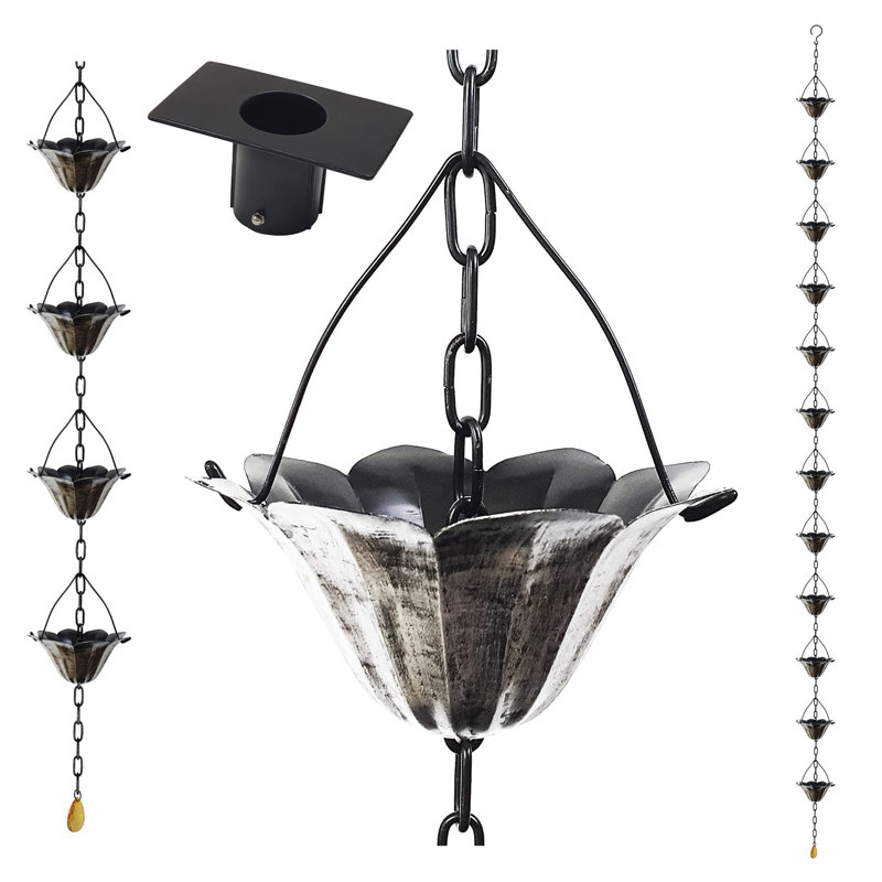 8.5FT Iron Rain Chains, Antique Silver