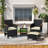 5-Piece Patio Furniture Set with Ottomans and Coffee Table