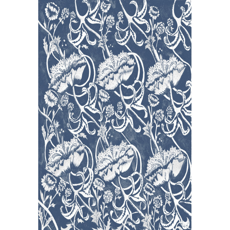 Indigo Floral Chintz II by Naomi McCavitt - Wrapped Canvas Print, 76cm H x 51cm W x 3.8cm D