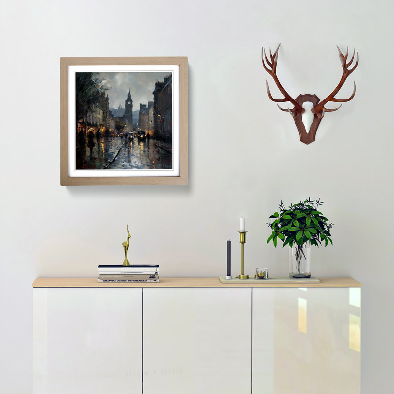 City Of Edinburgh Impressionism - Single Picture Frame Print on Wood, Oak