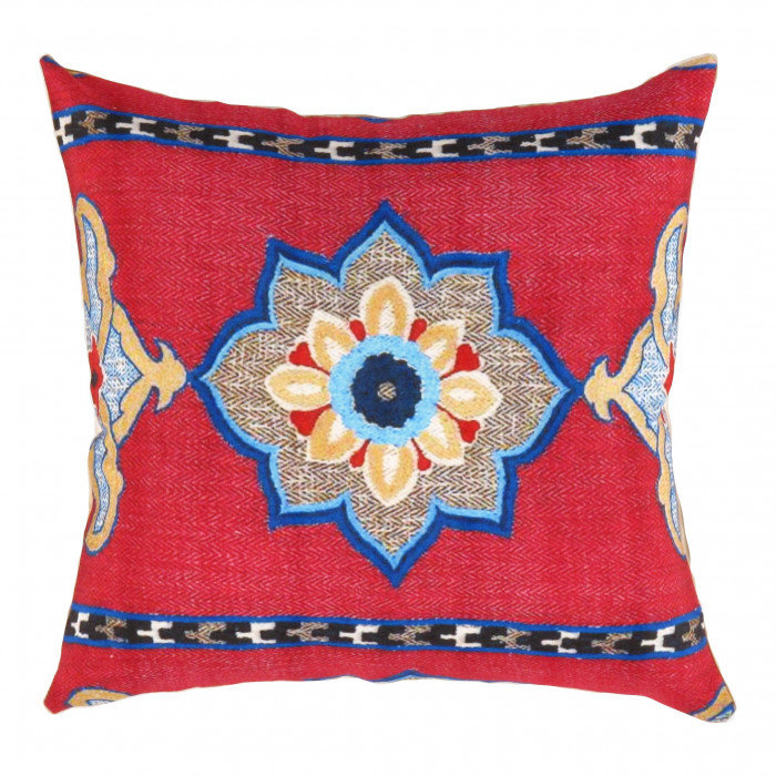Oreiller oriental Pasargad, H 16 po x l 16 po, Rouge / Malibu / Beige / Noir Sud-Ouest