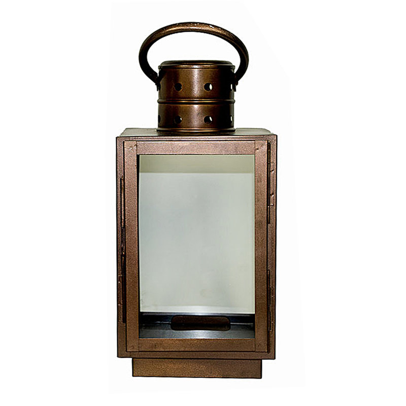 Lanterne carrée en verre/métal, Cuivre