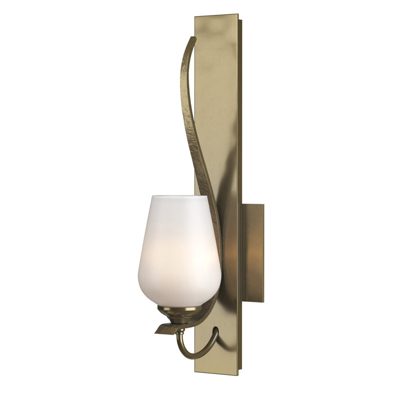 Flora 1 - Light Dimmable Armed Sconce, Modern Brass, Seeded Clear/Opal White