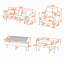 Ensemble de conversation de patio en osier 6 pièces avec causeuse, chaises, repose-pieds et table basse en bois d'acacia