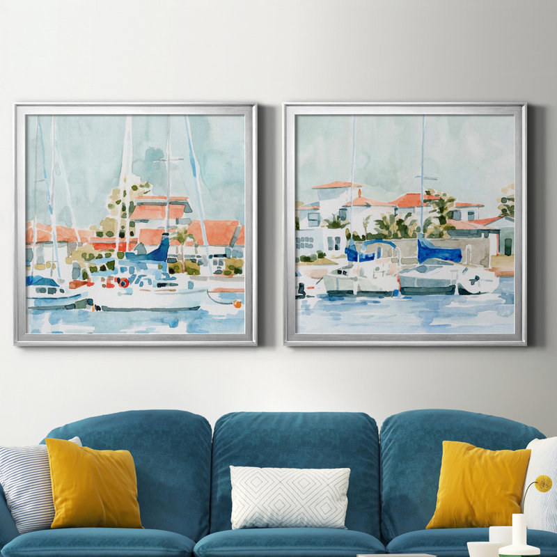 Beach Town Summer I Beach Town Summer I - Ensemble de 2 cadres photo, H 26,5 po x l 53 po, Toile encadrée, Argent argent