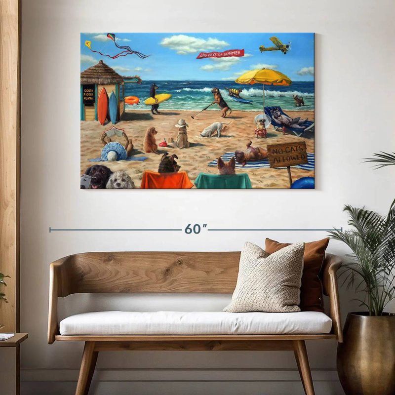Chien de plage, H 32 po x l 48 po
