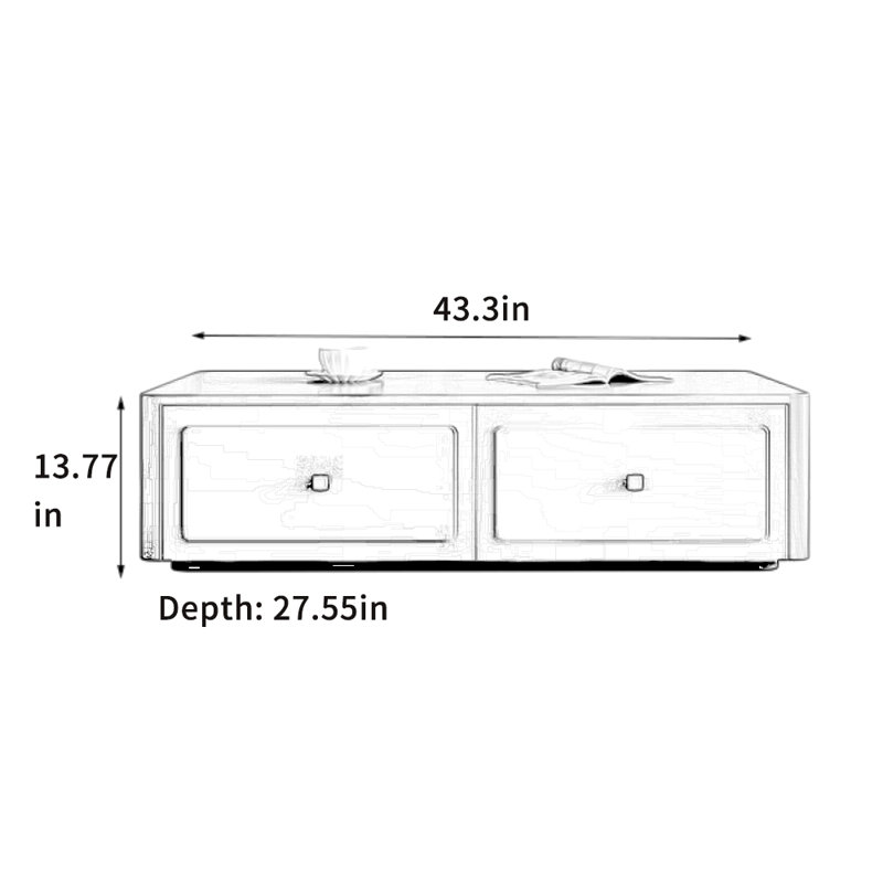 Table basse moderne et minimaliste, H 13,77 po x L 43,3 po x l 27,55 po
