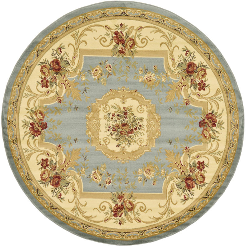 Debora Oriental Area Rug, Round 6'1", Light Blue