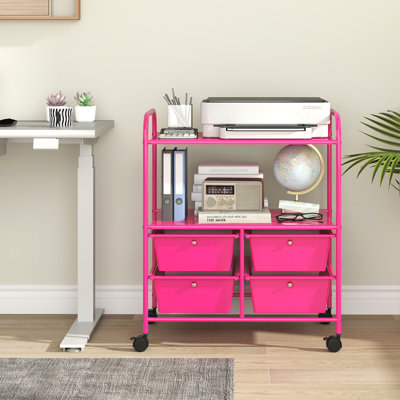  Rolling Storage Cart Metal Rack Shelf 4 Drawers Home Office Furniture