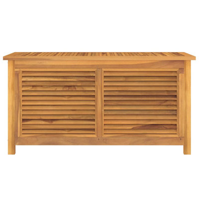 Water Resistant Teak Solid Wood Deck Box in Brown