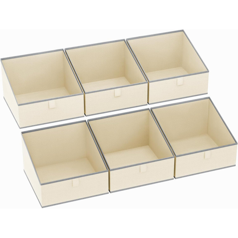Bacs de rangement en tissu pour l'organisation de garde-robe - Paquet de 6 paniers de rangement trapézoïdaux avec poignées, bacs pliables pour vêtements, jouets, serviettes et articles essentiels pour la maison