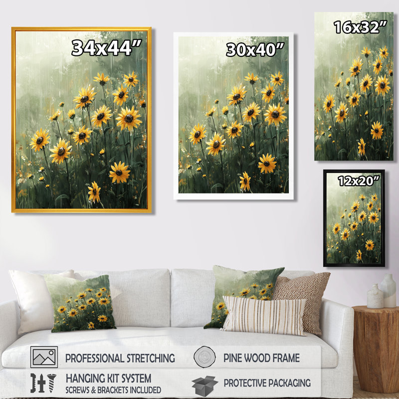 Duanys - impressions sur toile florales, Argent argent, H 20 po x l 12 po, Reproduction encadrée d'une seule photo