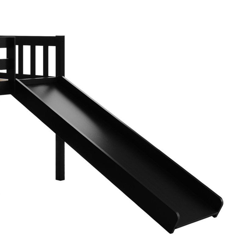 LIT DOUBLE EN BOIS DE TAILLE EN NOIR, Noir
