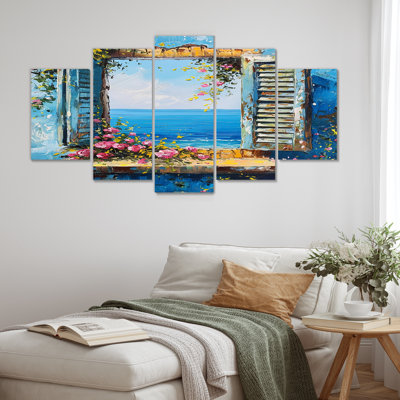 Rueda - Coastal Windows Wall Art For Living Room 5 Piece