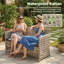 Ensemble de conversation en osier pour 4 personnes avec coussins-228004074