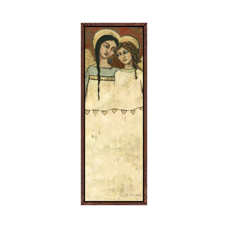 Your Friendship Shared Wings by Teresa Kogut - Panoramic Print on Canvas, Classic Brown Wood Floater Framed