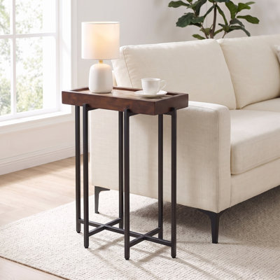Table d'appoint avec cadre en pierre et base en métal