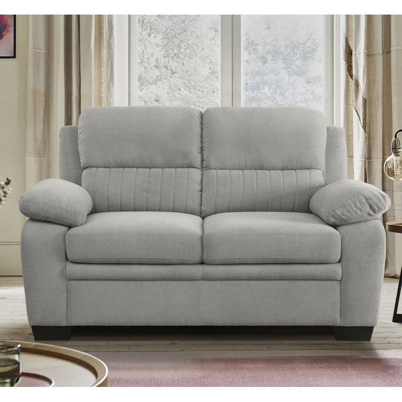 Causeuse rembourrée 58 po Mellitz, 100 % polyester gris clair,  H 35 po x l 58 po x P 35,5 po