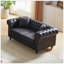Canapé chesterfield de style contemporain de 63,5 po de largeur, canapé modulaire en tissu Tech, boutons capitonnés avec accoudoirs cloutés avec 2 coussins, revêtement rembourré et pieds en bois