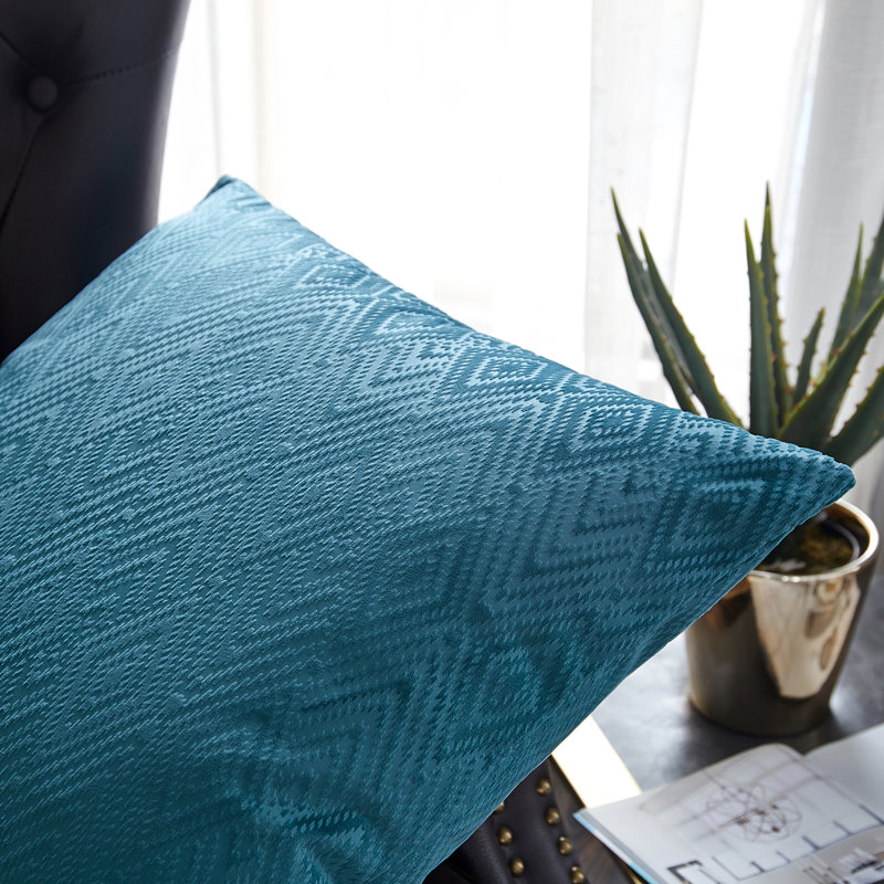 Housse de coussin rectangulaire en velours Ikat, Bleu tempête