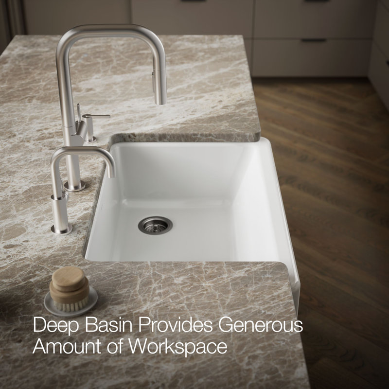 Whitehaven® 33" x 22" Self-Trimming Under-Mount Single-Bowl Kitchen Sink with Tall Apron, White