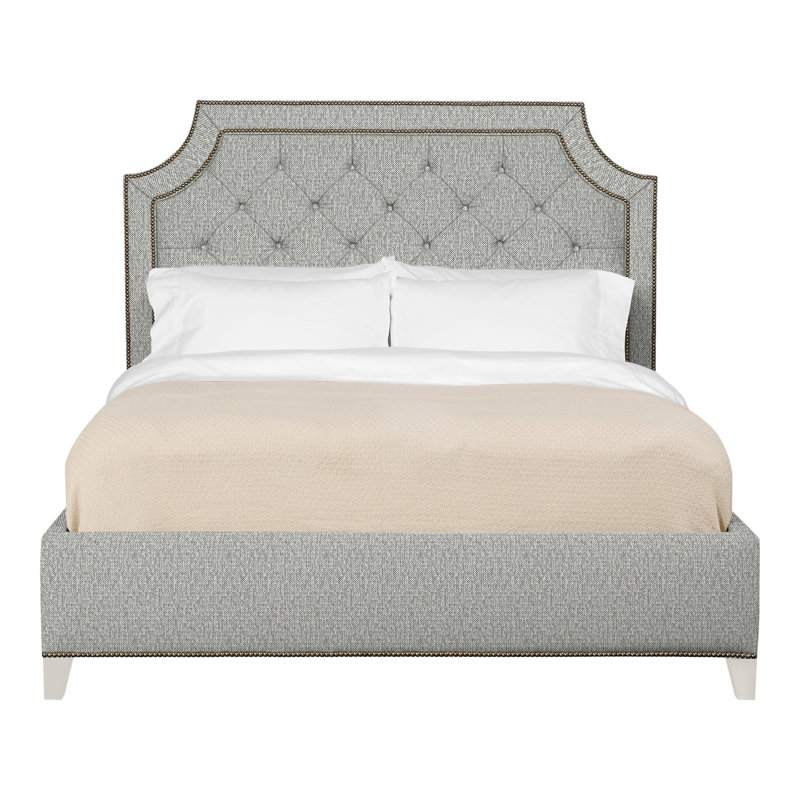 Audrey/Asher Queen Tufted Upholstered Low Profile Panel Bed, Casa Blanca, Tarbee Dove, Yes