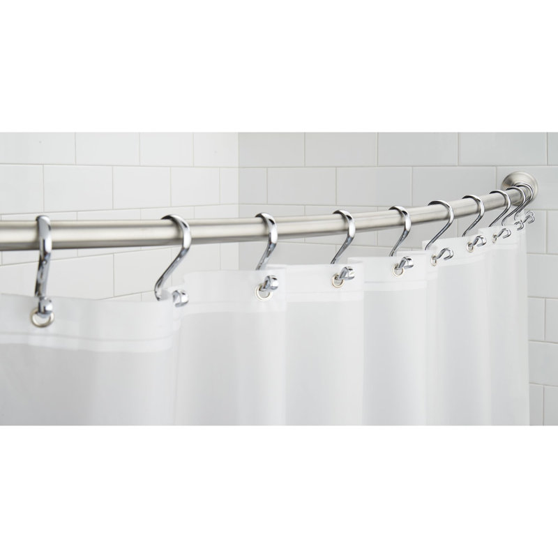 Adjustable Brushed Silver Curved Shower Curtain Rod