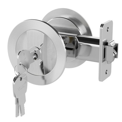 Round Zinc Alloy Bed/Bath Pocket Door Lock With Key Privacy Pocket Door Hardware Sliding Pocket Door Latch