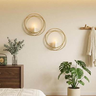 Ensemble de 2 appliques murales en métal pour bougie