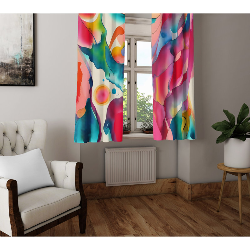 Paire de rideaux semi-transparents en polyester Dionis, L 56 po x L 78 po