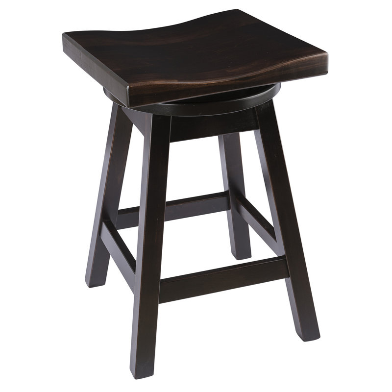 Tabouret de bar et de comptoir pivotant en bois massif Campton, Onyx, Tabouret de comptoir (assise de 24 po de hauteur)