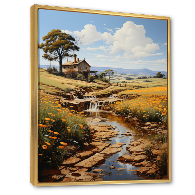 «Countryside the Homestead This II», reproduction sur toile flottante, H 44 po x l 34 po, Encadrement doré