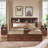 Farmhouse Platform Bed with Storage and Headboard, Wood Platform Bed Frame with Charging Station and Drawers, No Box Spring Needed-638624751-669254197