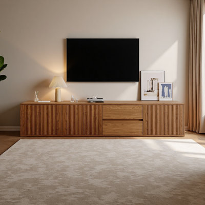 79'' Mid Century TV Stand for Tvs up to 85", Media Console and Modern TV Console Table Fluted TV Stand with Drawers and Storage Shelves