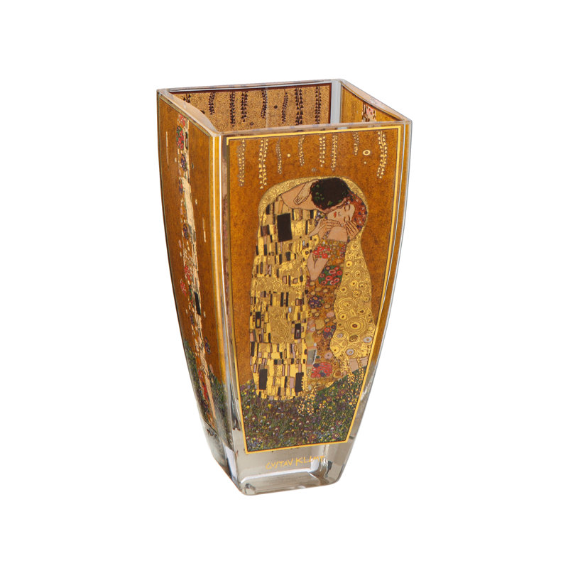 Gustav Klimt Handmade Glass Table Vase, 16cm H x 8.5cm W x 8.5cm D