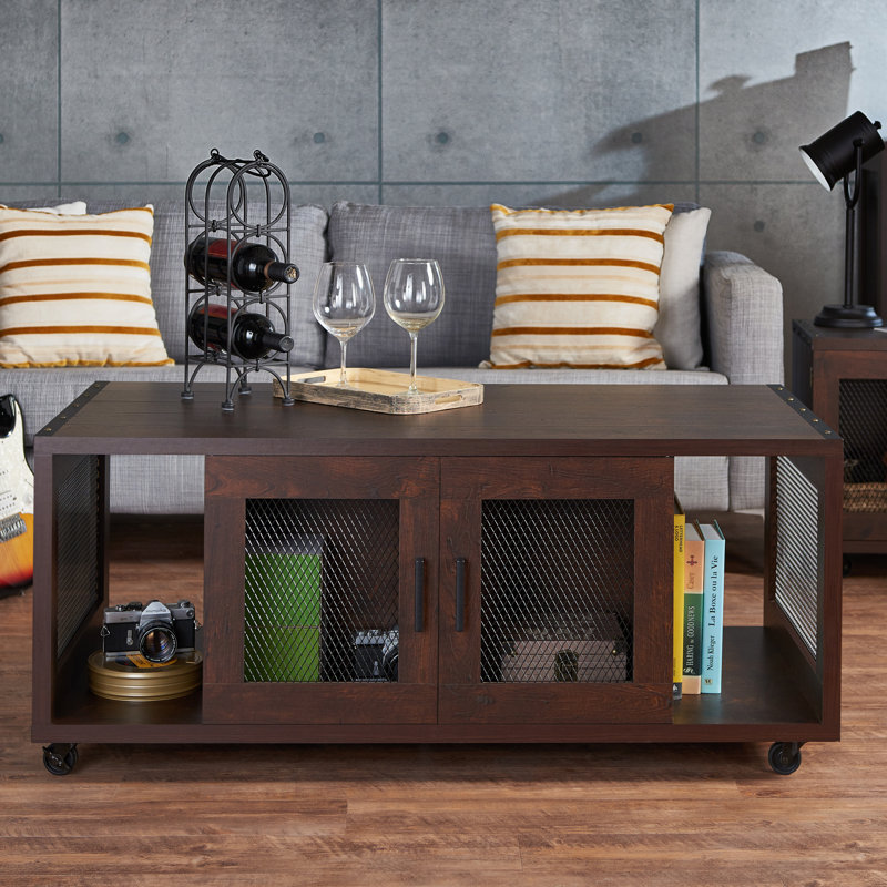 Table basse à roulettes avec rangement Heston