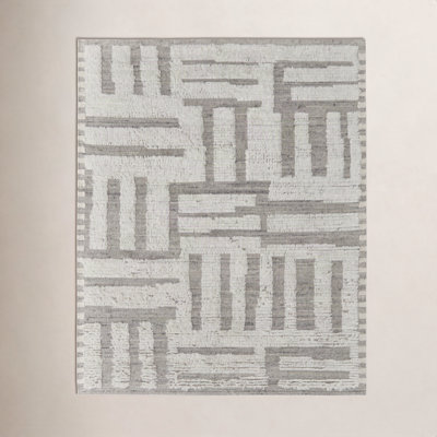 Jalaycia Gray Hand-Woven Geometric Wool Rug