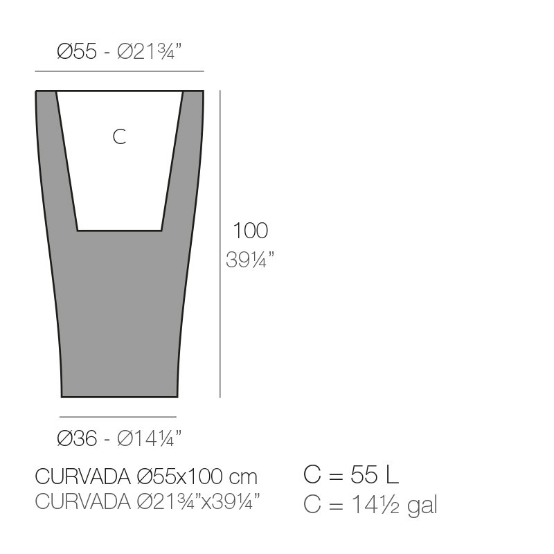 Curvada Resin Pot Planter, 39.25" H x 21.75" W x 21.75" D, Steel