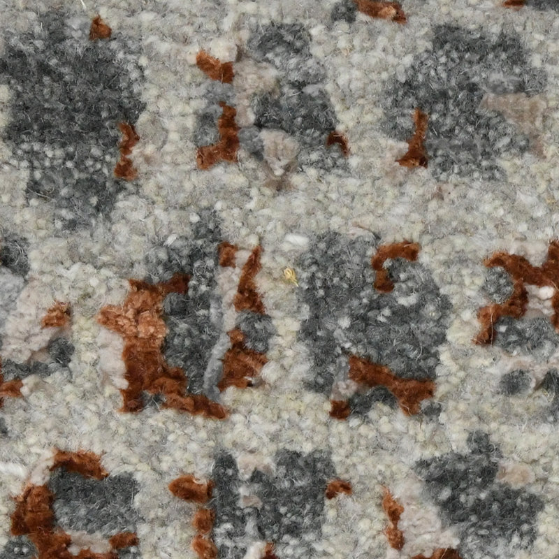 Light Gray Hand-Knotted Wool and Viscose 8'x10' Area Rug