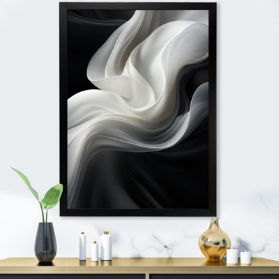 White Black Abstract Turbulence On Canvas Print